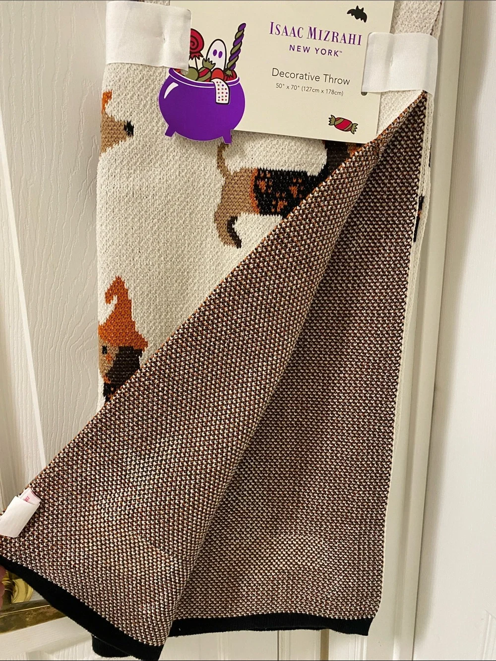 NWT.  Isaac Mizrahi, Halloween dachshund, throw blanket.